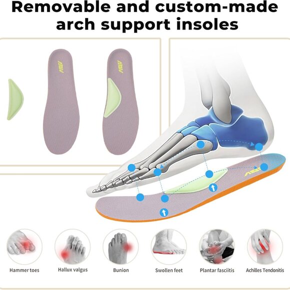 Womens Walking Shoes Breathable Mesh Arch Support Flat Feet Orthotic Sneakers - Picture 4 of 7